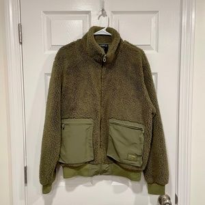 Men's Staple Furry Zip-Up Jacket - Forest Green